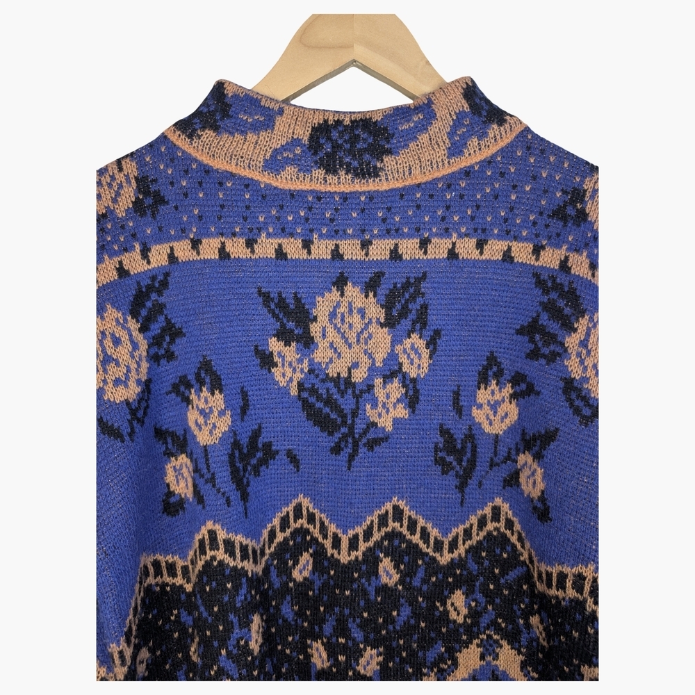 Vintage Floral Knit Sweater | Mock Neck | Women's Medium - Picture 2 of 5